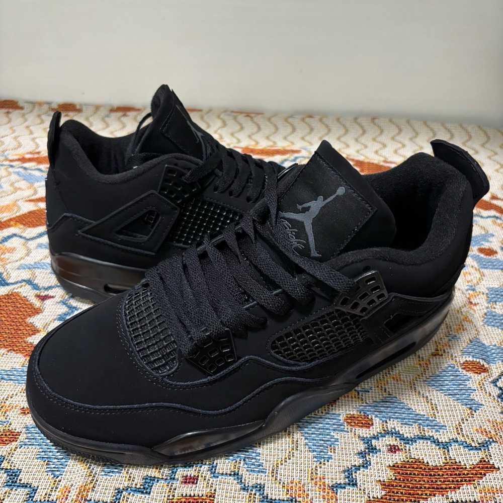 Brand New Retro 4 -Black Cat Men’s  Classic Black Sneakers - Picture 5 of 5